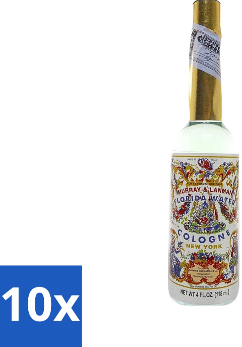 10 x Murray & Lanman - Florida Water - Eau de Cologne - Verfrissende Geur - 221 ml - Florida Water - Eau De Cologne - Geurverspreider - Fris - Parfum