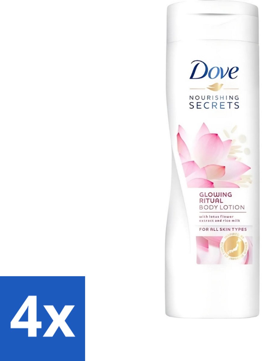 4 x Dove - Glowing Ritual - Bodylotion - Verzorgend en stralend - 400 ml - Bodylotion - Stralende Huid - Hydratatie - Huid Verzorging - Magnolia