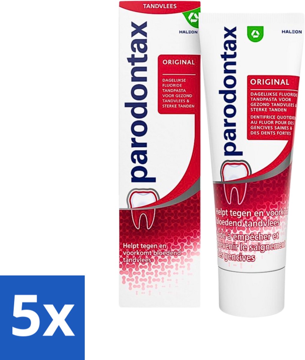 Parodontax - Tandpasta - Original - Versterkt Tandvlees & Verwijdert Tandplak - 75 ml - Bulkverpakking - 5 stuks