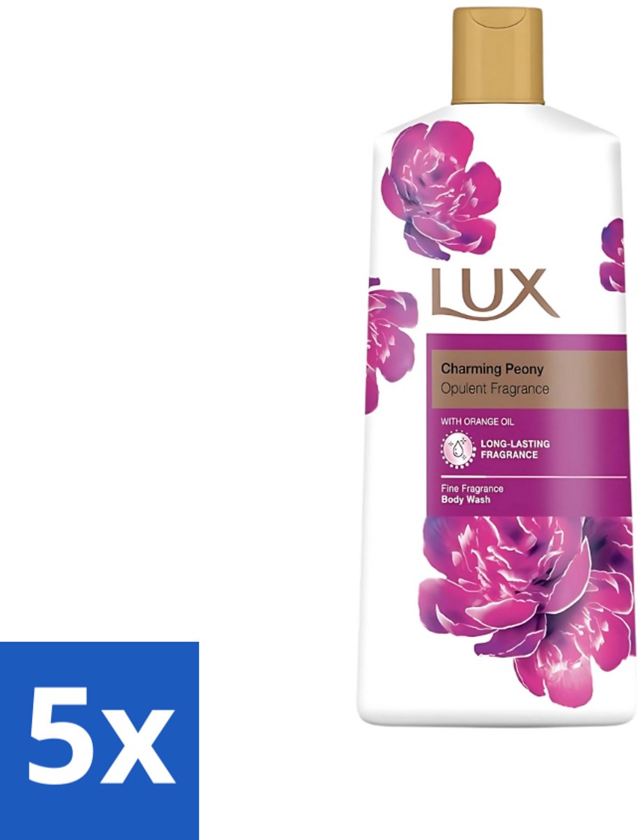 Lux - Body Wash - Charming Peony - Verzorgende Douchegel - Langdurend - 600 ml - Bulkverpakking - 5 stuks