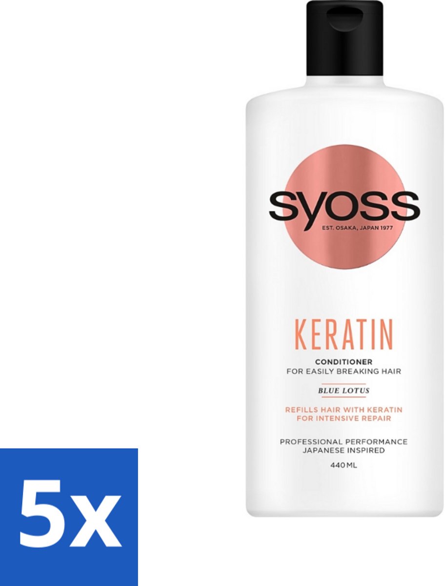 Syoss Keratin Conditioner - Crèmespoeling - Keratine - 440 ml - Bulkverpakking - 5 stuks