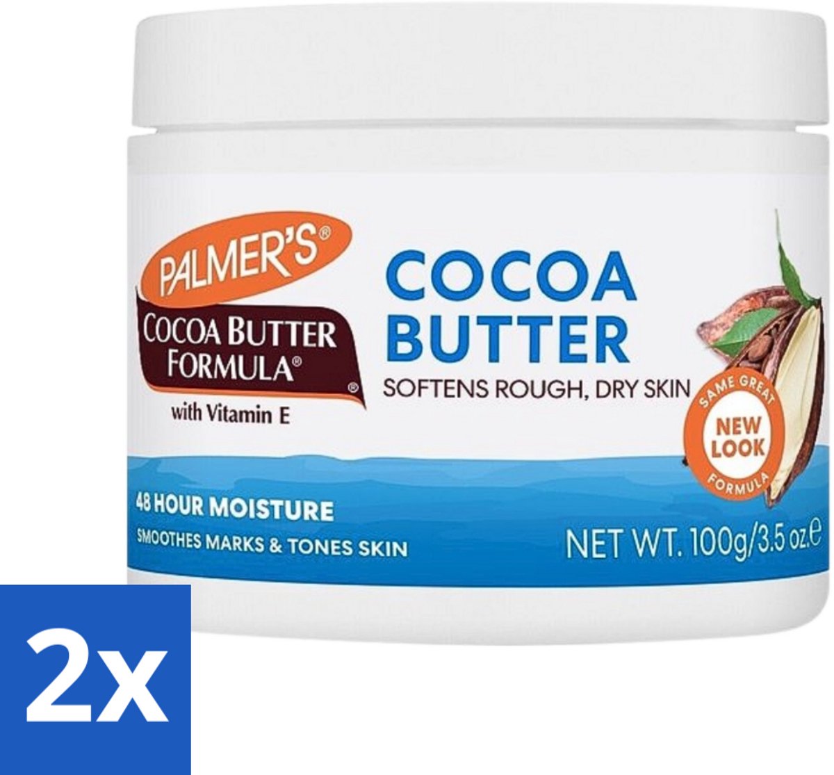 2 x Palmers - Huidverzorging - Cocoa Butter Formula Cream Jar - Intensieve Hydratatie - 200 g - Cacaoboter - Huidverzorging - Droge Huid - Hydratatie - Vitamine E