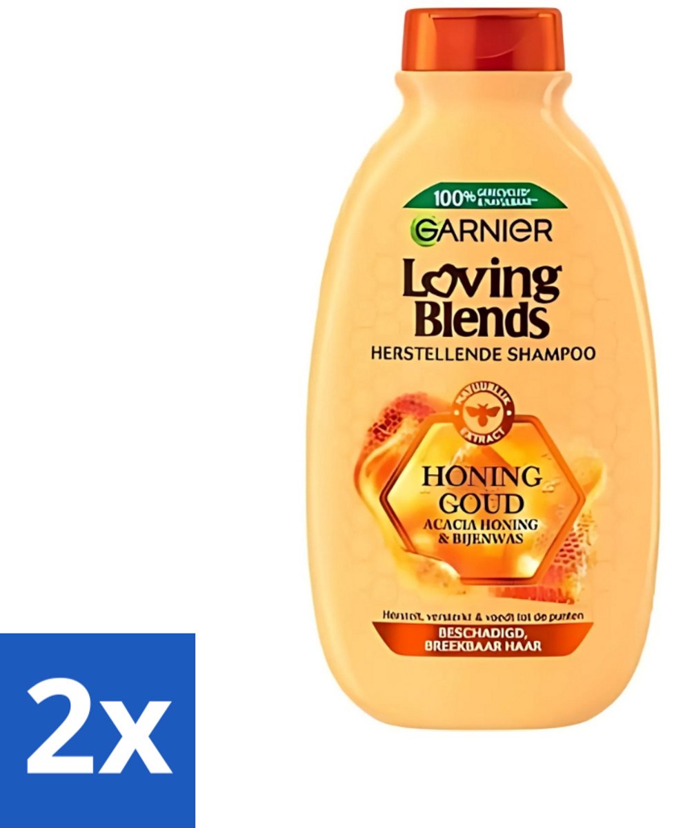 2 x Garnier - Loving Blends - Shampoo - Honing Goud - Beschadigd & Breekbaar Haar - 300 ml - Beschadigd Haar - Breekbaar Haar - Gespleten Punten - Haar Herstellen - Honing Shampoo