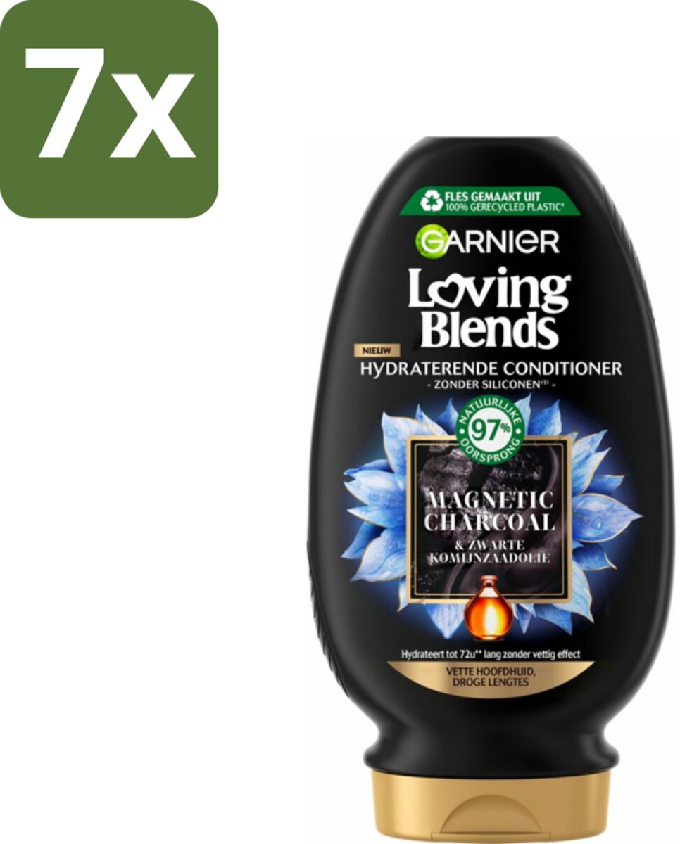 7 x Garnier Loving Blends Magnetic Charcoal Conditioner 250 ml - Vette Hoofdhuid - Droge Lengtes - Conditioner - Zuiverende Conditioner - Hydraat