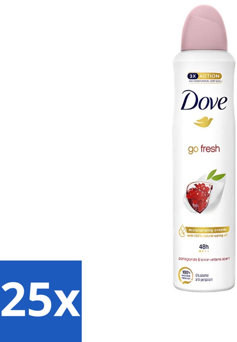 25 x Dove - Deodorant - Spray Go Fresh - Granaatappel - Fruitige geur - 250 ml - Dove Deodorant Spray - Granaatappel - Citroenverbena - Fruitige Geur - Anti-Transpirant