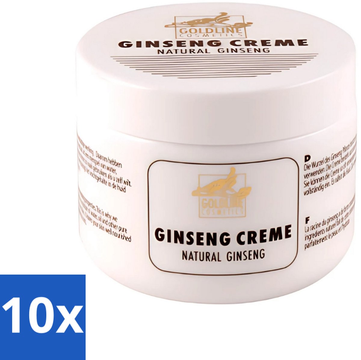 10 x Goldline - Bodycrème - Natural Ginseng - Verzorgend & Versterkend - 250 ml - Ginseng Bodycrème - Huidverzorging - Natuurlijke Huidcrème - Huidversterking - Hydratatie