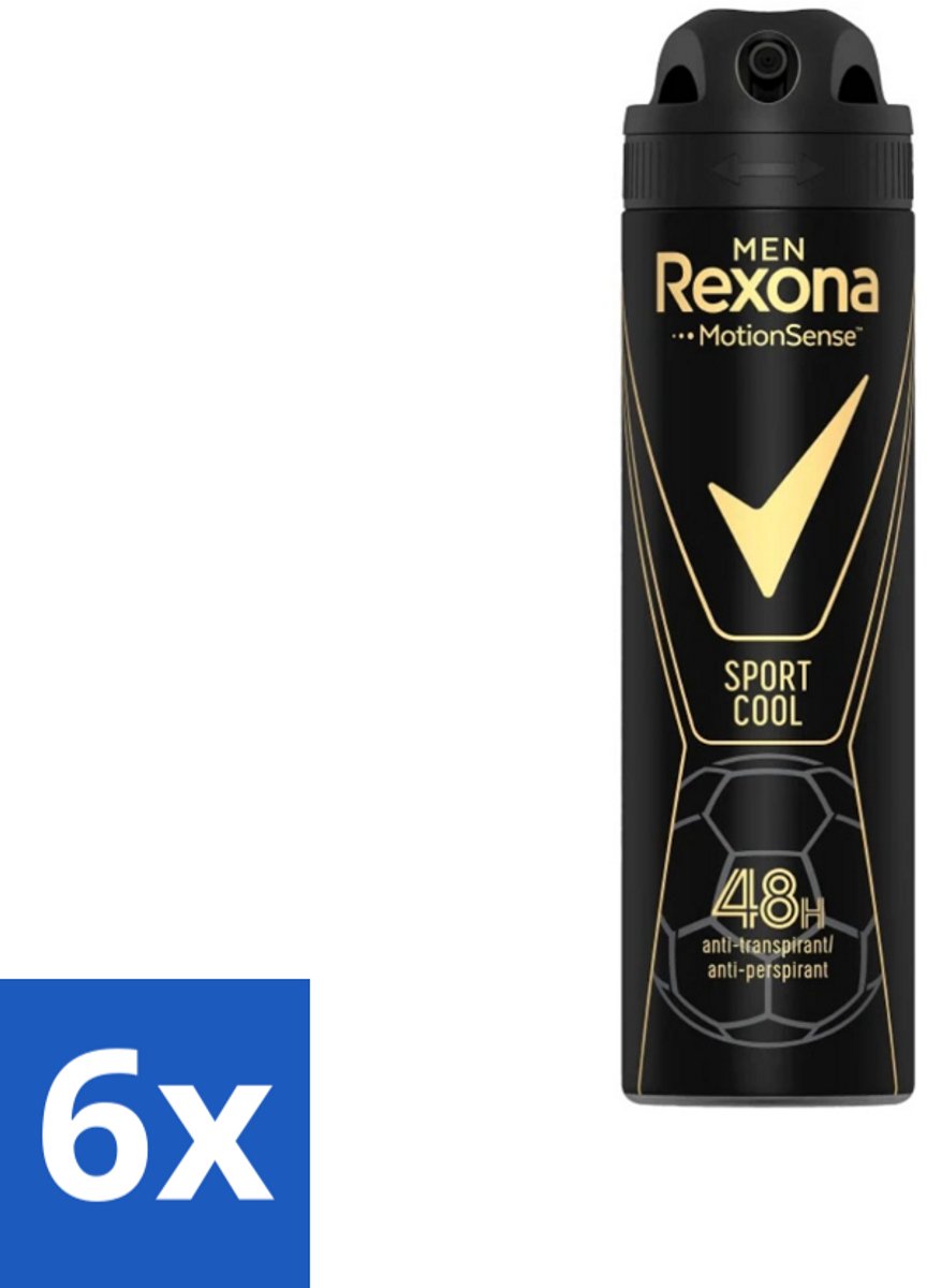 6 x Rexona Men - Sport Cool - Deodorant Spray - Anti Transpirant - 150 ml - Sport Deodorant - Anti Transpirant - Zweetvermindering - Deodorant Spray - Mannelijke Deodorant