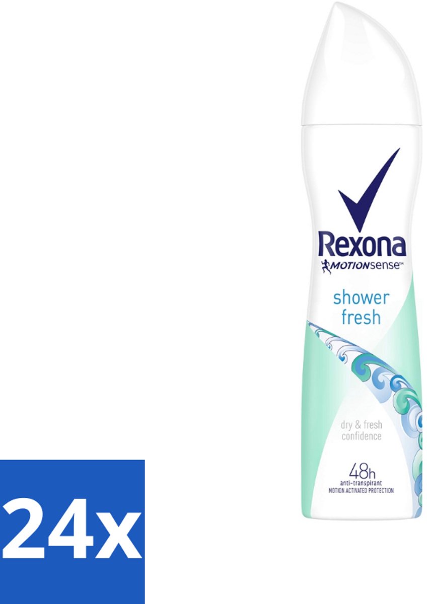 24 x Rexona - Shower Fresh - Deodorant Spray - Anti-transpirant - 150 ml - Rexona Shower Fresh - Deodorant Spray - Anti-transpirant - 48 Uur Bescherming - MotionSense™