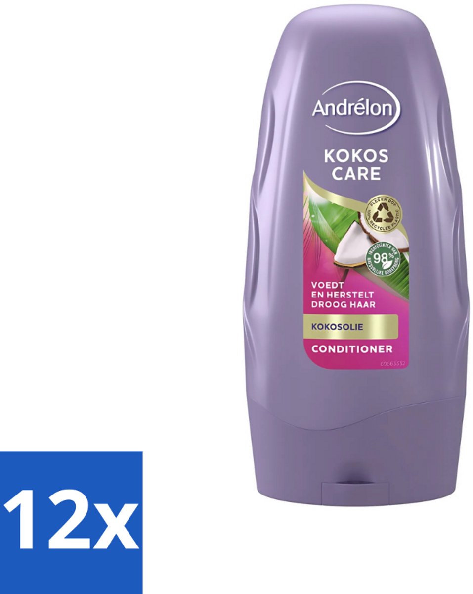 Andrélon - Kokos Care - Conditioner - Diepe Hydratatie - 250 ml - Voordeelverpakking - 12 stuks
