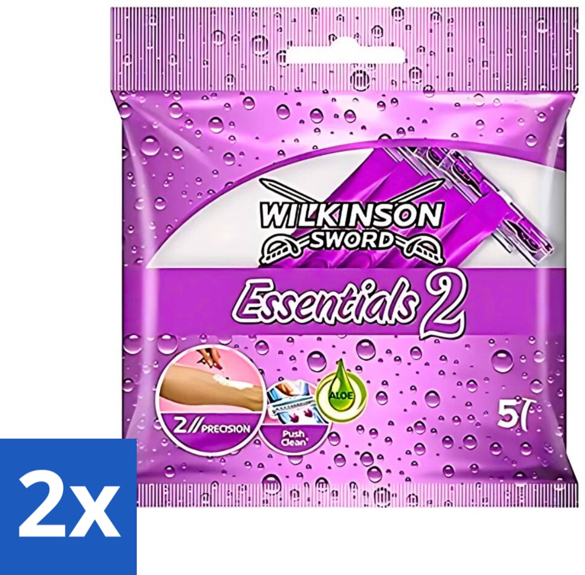 2 x Wilkinson - Wegwerpscheermesjes Essentials 2 - Voor Dames - Antislip Greep - 5 scheermesjes - Wegwerpscheermesjes Dames - Scheermesjes Voor Dames - Antislip Handgreep - Wegwerpscheermesjes - Scheermesjes Voor Vrouwen