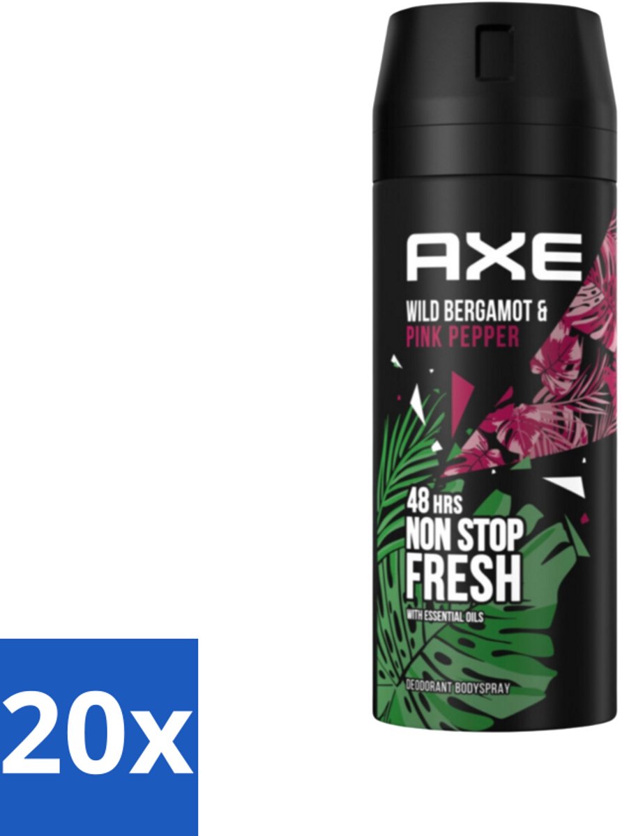Axe - Deodorant Bodyspray - 48hrs Fresh - Wild Bergamot & Pink Pepper - 150 ml - Bulkverpakking - 20 stuks