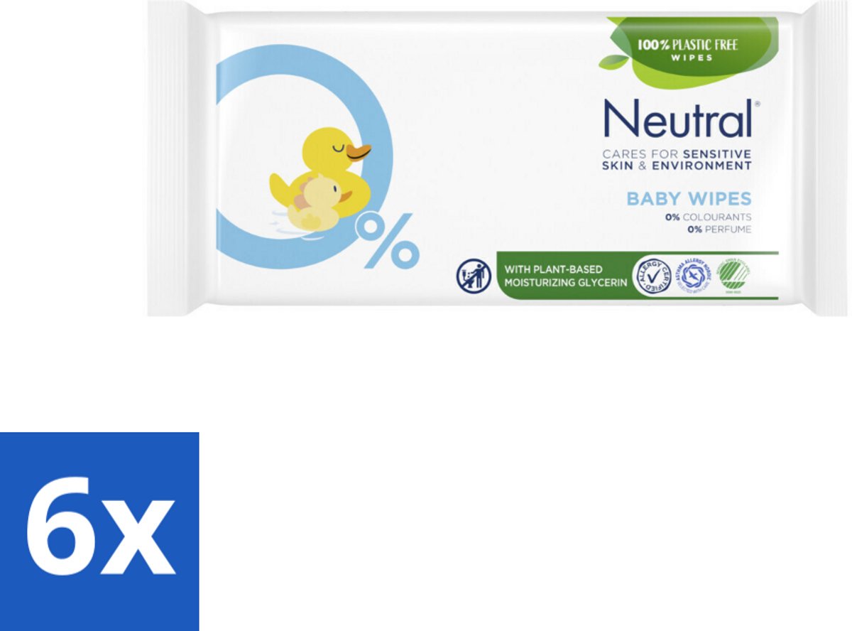 6 x Neutral Billendoekjes 52 doekjes - Baby Billendoekjes - Zachte Billendoekjes - Hypoallergene Billendoekjes - Babyhuid - Babyverzorging