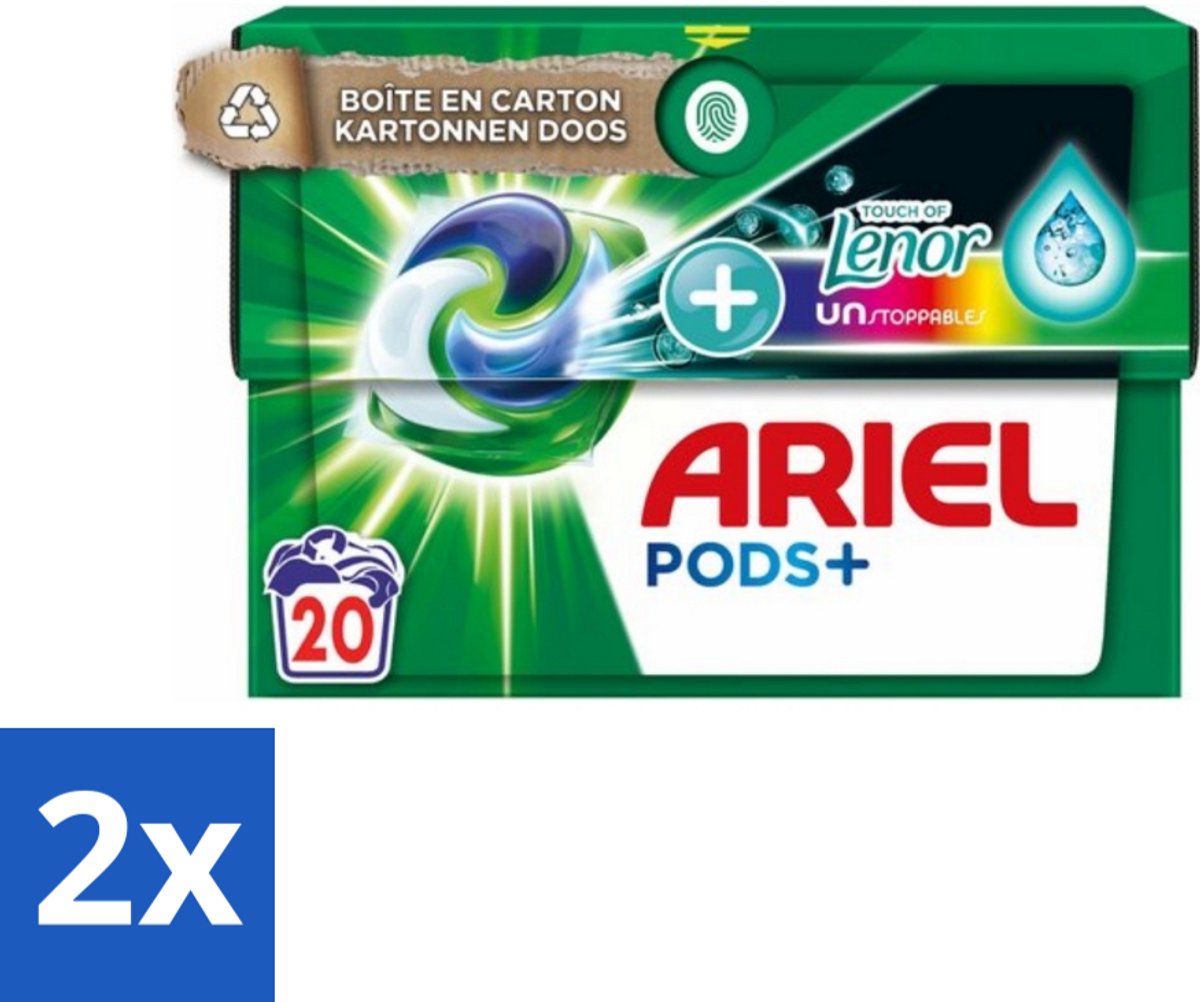 2 x Ariel Original - Touch of Lenor Unstoppables - Wasmiddelcapsules - Pods+ - Gekleurde Was - 20 Wasbeurten - Ariel Pods+ - Wasmiddelcapsules - Wascapsules - Gekleurde Was - Langdurige Geur
