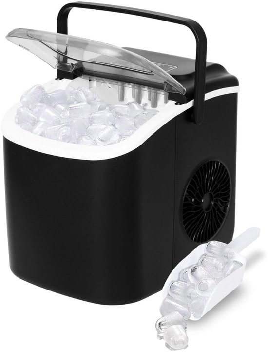 Klarven® Ijsblokjesmachine Zwart - Supersnel ijsblokjes maken - Eenvoudig in gebruik, Altijd verse ijsblokjes - B 30 x D 29 x H 23 cm — afbeelding 3