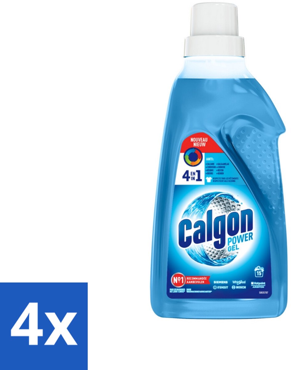 4 x Calgon - Wasmachinereiniger - Gel - Tegen Kalkaanslag / Wasmiddelresten / Geuren - 750 ml - 15 Wasbeurten - Wasmachinereiniger - Kalkremmers - Wasmiddelresten - Wasmachineonderhoud - Wasmachine Schoonmaken