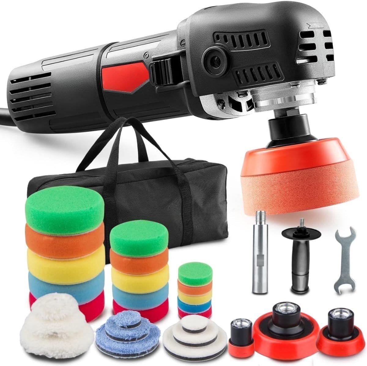 Klarven® Polijstmachine Auto Veerkleurig - 6 Snelheden - Laag Geluid en Compact - B 45 x D 19 x H 16 cm