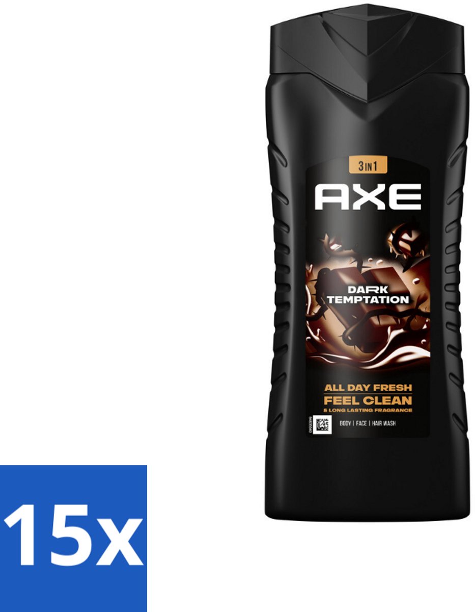 Axe 3-in-1 Douchegel XL Dark Temptation 400 ml - Bulkverpakking - 15 stuks