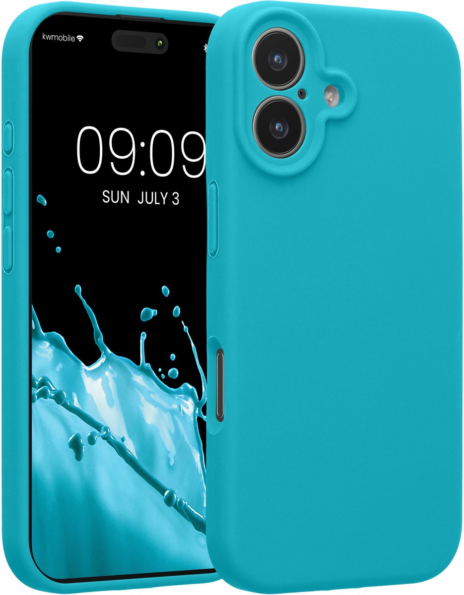 kwmobile telefoonhoesje geschikt voor Apple iPhone 17 - TPU backcover met siliconen coating - Smartphone case in ijsblauw