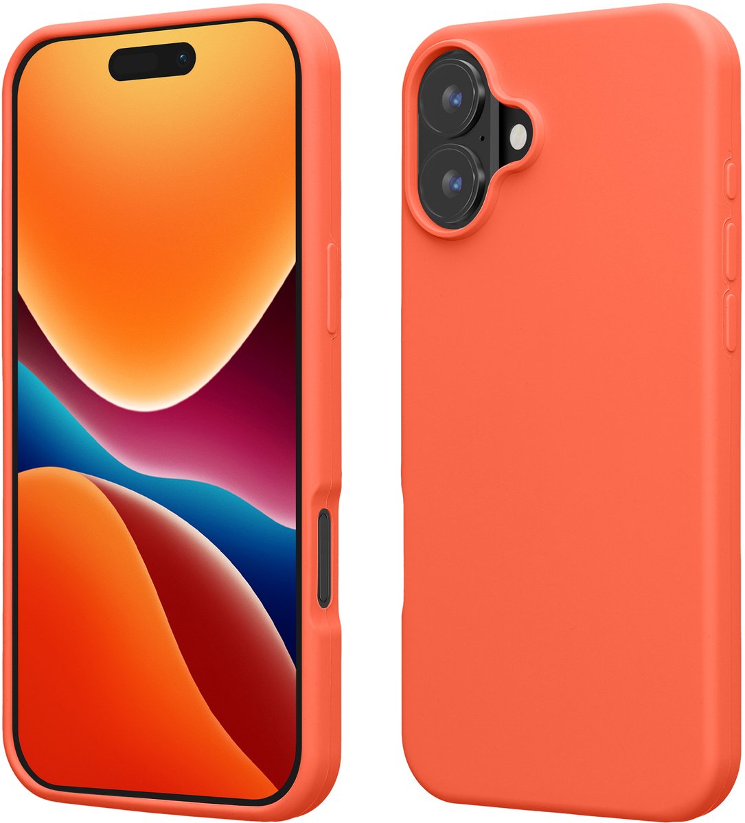 kwmobile telefoonhoesje geschikt voor Apple iPhone 16 - Hoesje met siliconen coating - Smartphone case in levendig koraal