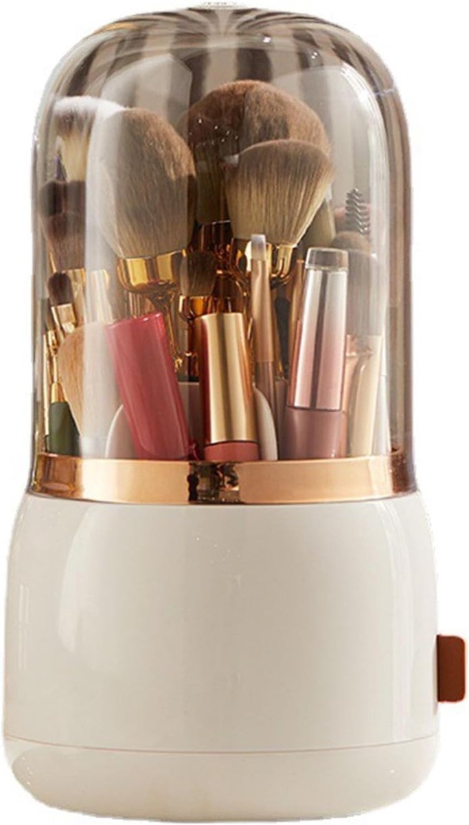 Cosmetica Organizer met Deksel, 360 Graden Draaiende Make-up Borstelhouder voor Badkamer en Werkblad, Ideaal voor Make-up Tools