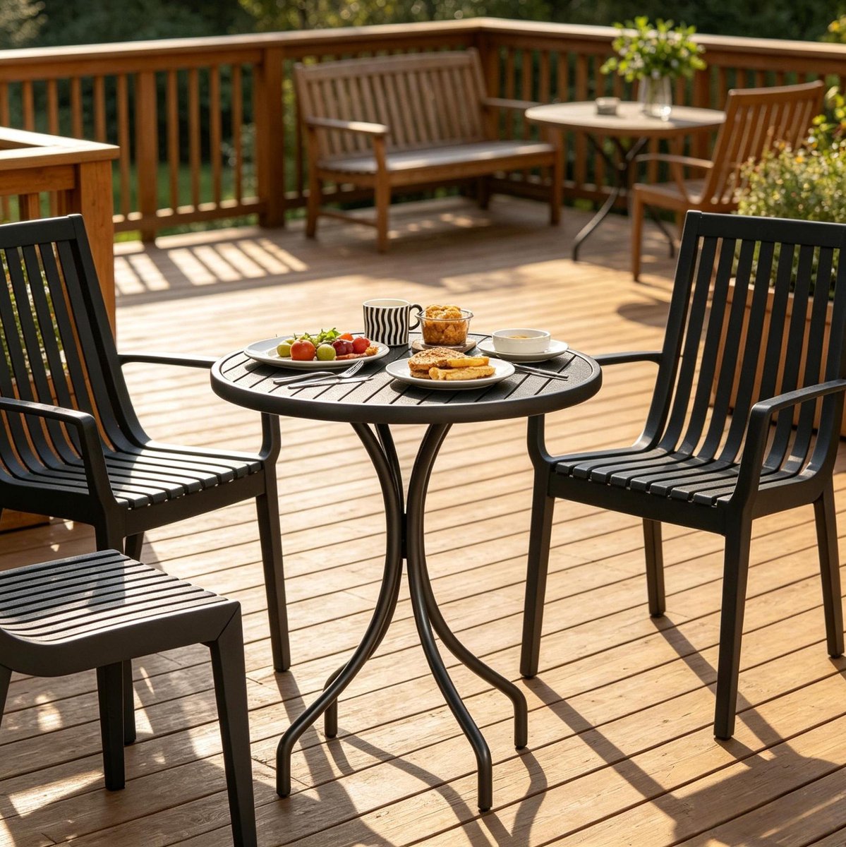 Ronde Bistrotafel Voor Buiten - Stevig Verzinkt Staal Met Waterafvoerend Tafelblad - Voor Tuin En Terras - Zwart - Ø66 X 71,5 Cm