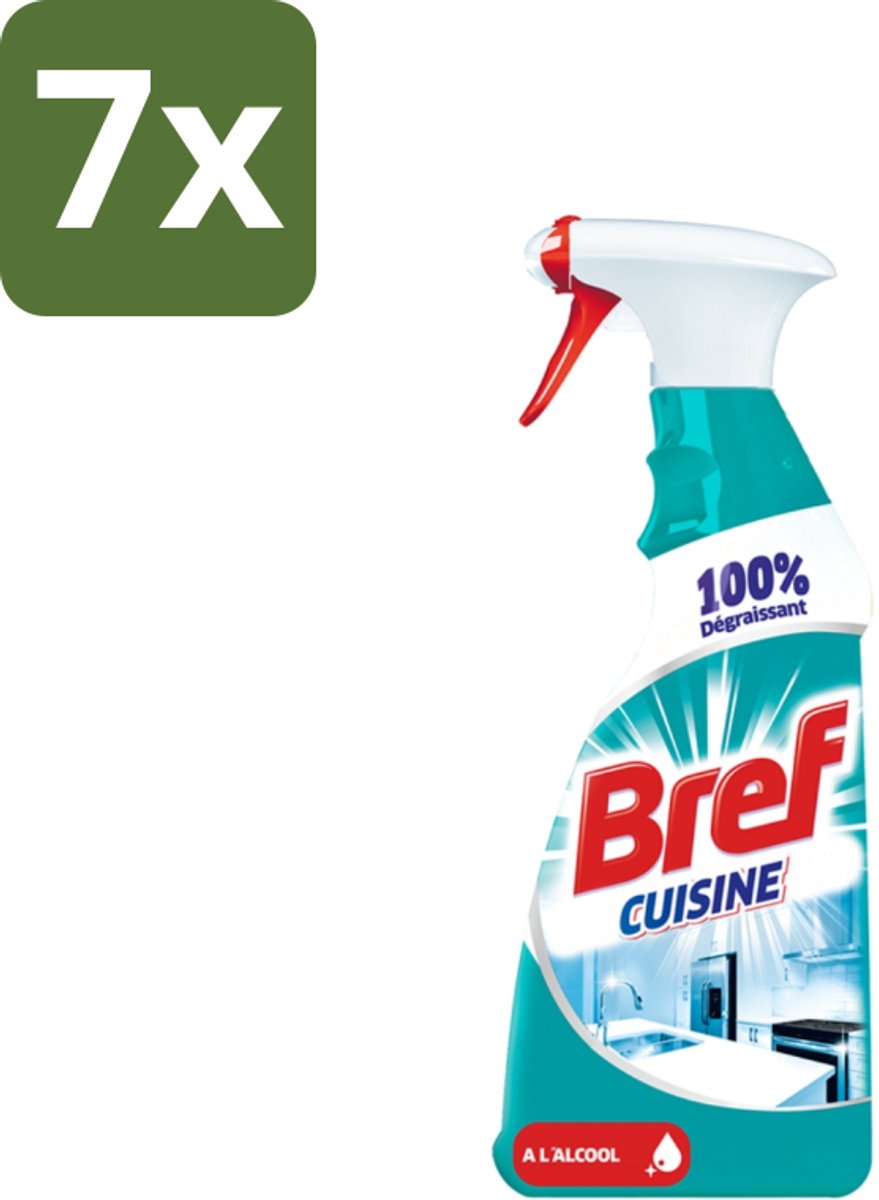 Bref Keuken - Reinigingsspray - Ontvetter - Met Alcohol - 750 ml - Bulkverpakking - 7 stuks