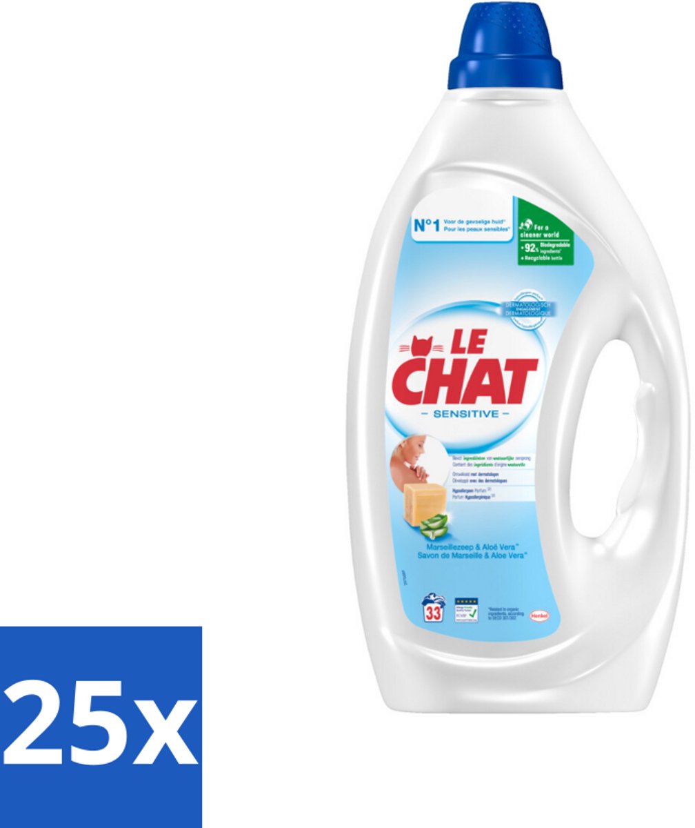 Le Chat – Vloeibaar Wasmiddel – Sensitive – 1,485 L - Bulkverpakking - 25 stuks