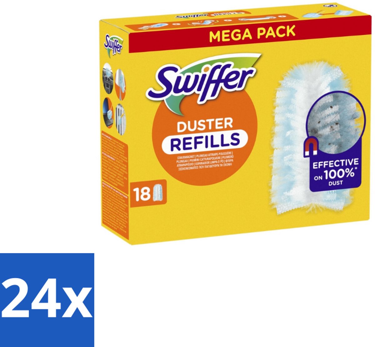 Swiffer - Duster – Voor Stofwisser – 18 navullingen - Voordeelverpakking - 24 stuks