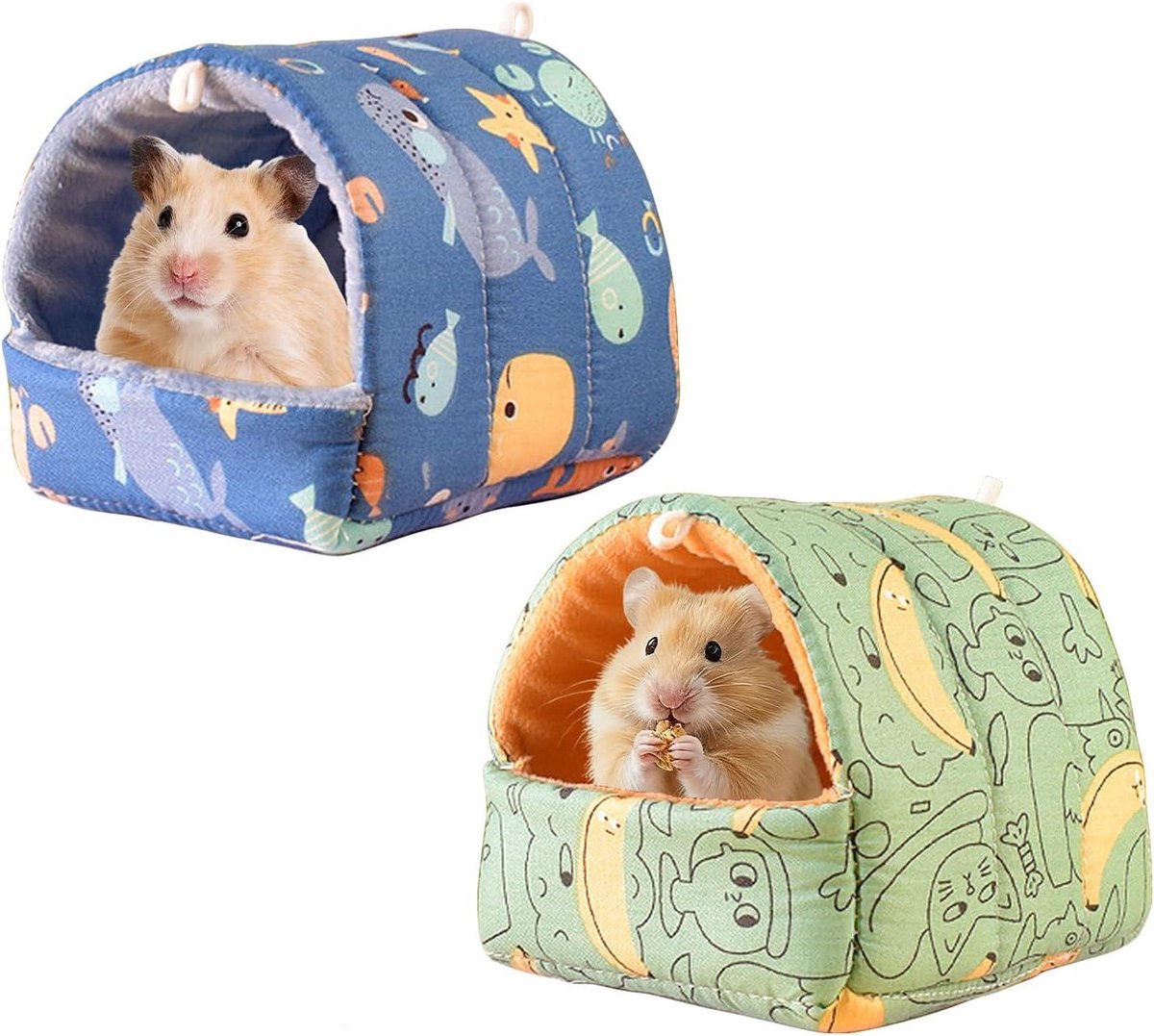 longziming - Set van 2 Cavia Bedjes - Wasbare Knuffelzak voor Cavia's - Zacht Cavia Huisje en Slaapplek - Gezellige Schuilplek voor Kleine Huisdieren