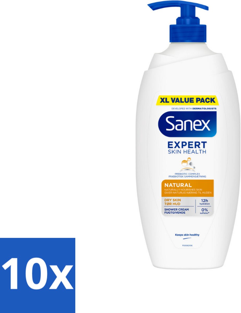 Sanex – Douchecrème – Expert Skin Health Naturals – 750 ml - Bulkverpakking - 10 stuks