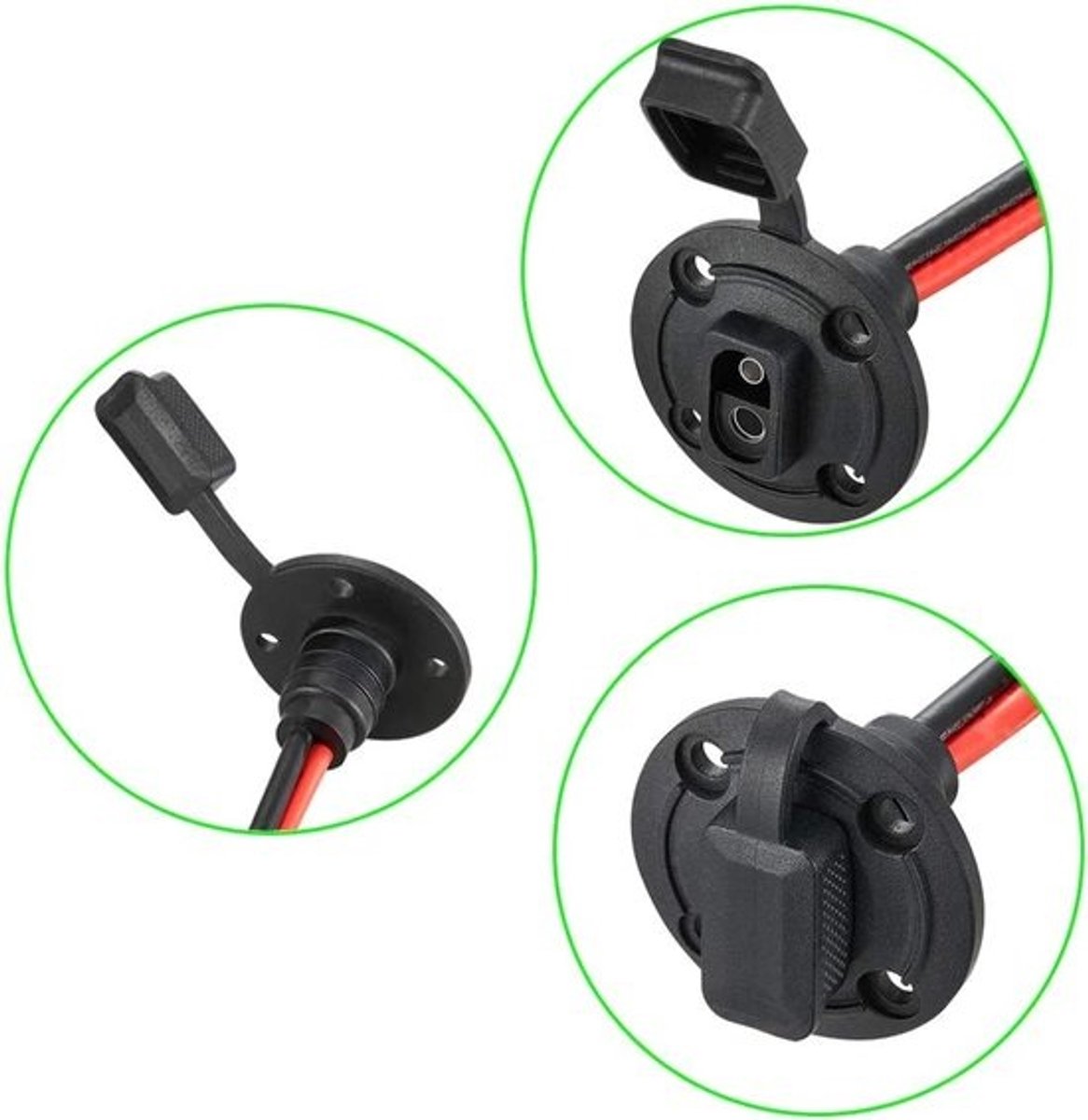 Weerbestendig SAE Stopcontact Voor Zonnepaneel - Snelscheidingsdraad 10 AWG - 50 cm