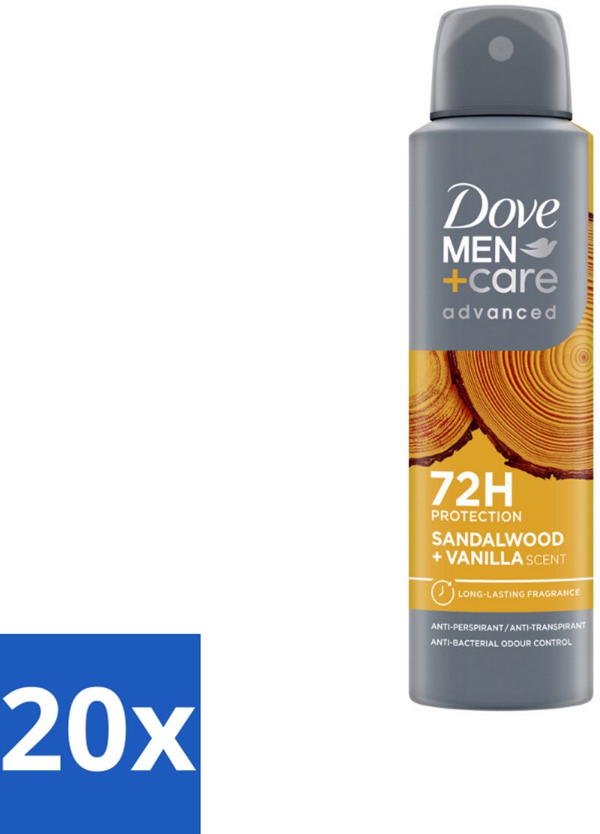 Dove – Deodorant Spray – Men+Care Sandalwood & Vanilla – 150 ml - Bulkverpakking - 20 stuks