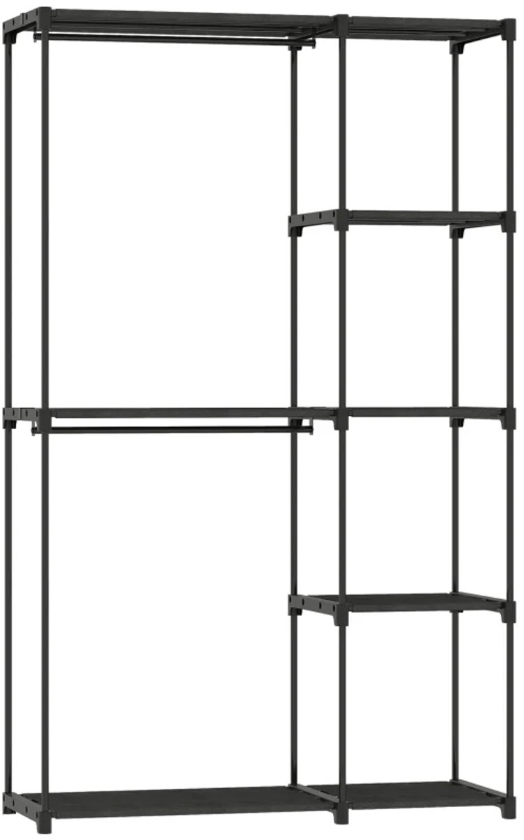 Kledingkast - Stoffen kledingkast met kledingroede en planken - Voor slaapkamer en kleedkamer - 111 x 43 x 185 cm - Zwart