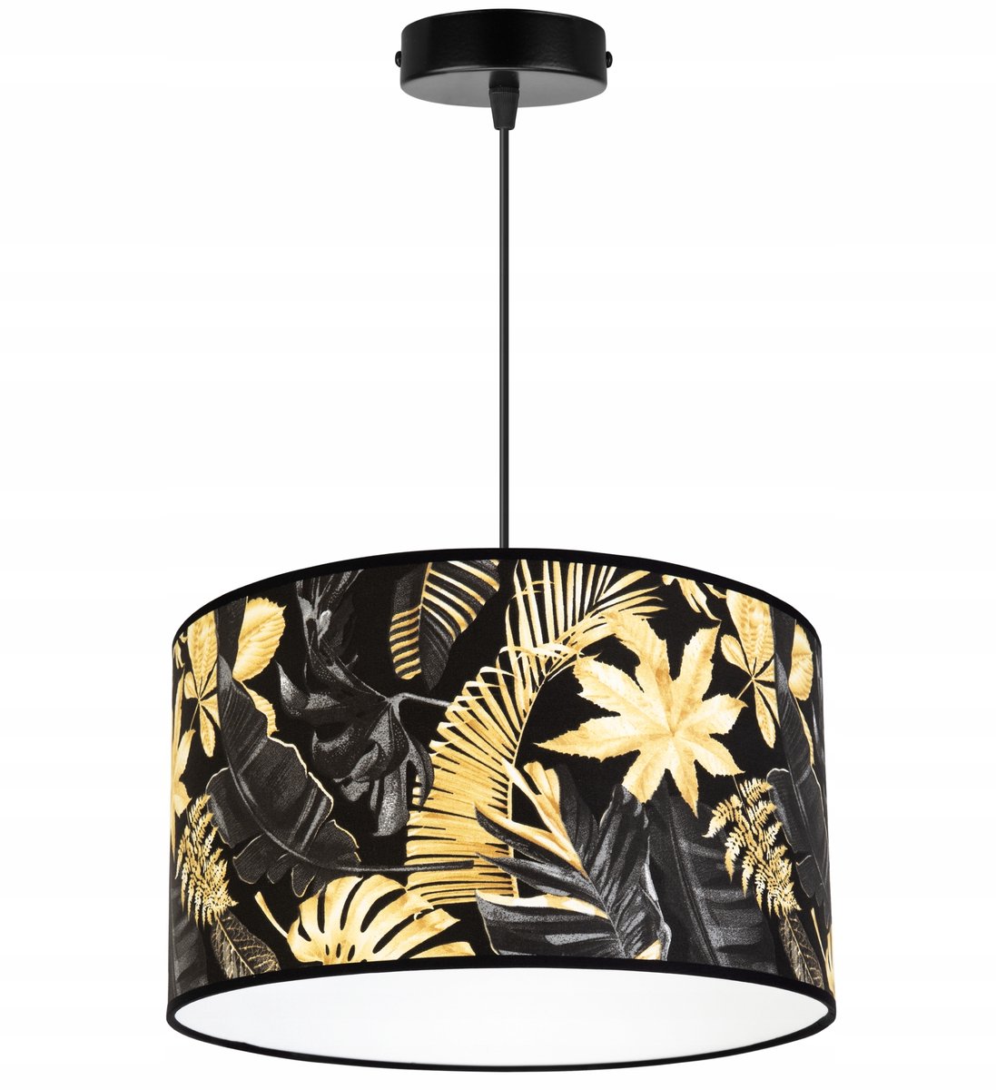 Merkloze Hanglamp met Gouden Bloem Motief - Zwart
