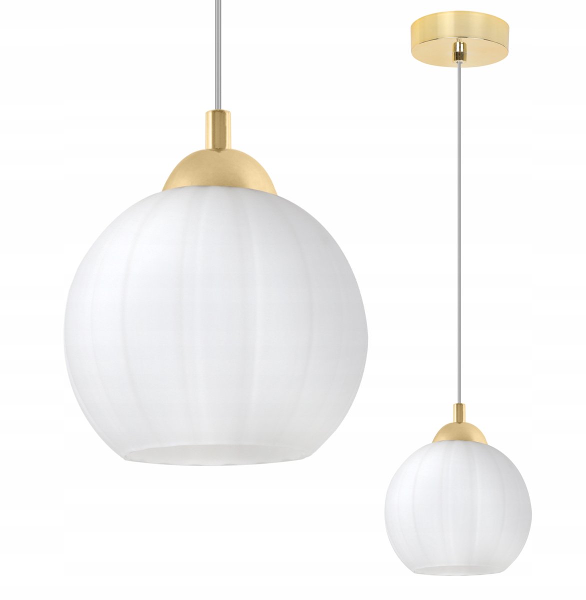Merkloze Gouden Hanglamp met Witte Glazen Bol - Stijlvol voor Woonkamer & Keuken