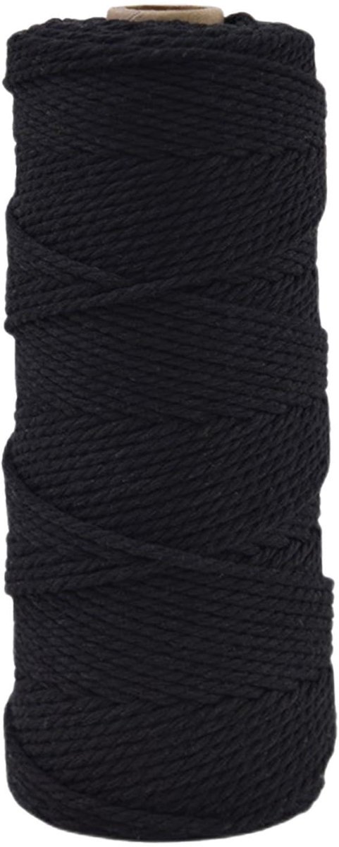MOMAHUA 3 mm macramé koord touw 100 m zwart chemisch vrij touw voor doe-het-zelf ambachten, woondecoratie en - ShopVlot