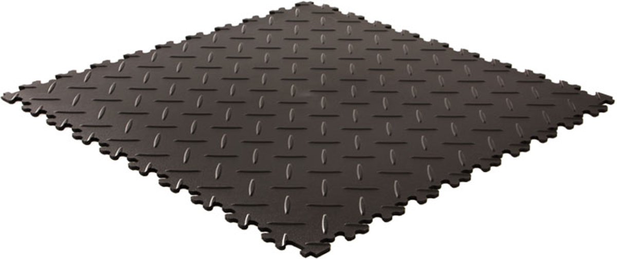 Rubbermagazijn - PVC kliktegel diamant - Zwart ECO - 50x50cm - Dikte 4mm - winkel - showroom - garage - prijs per stuk