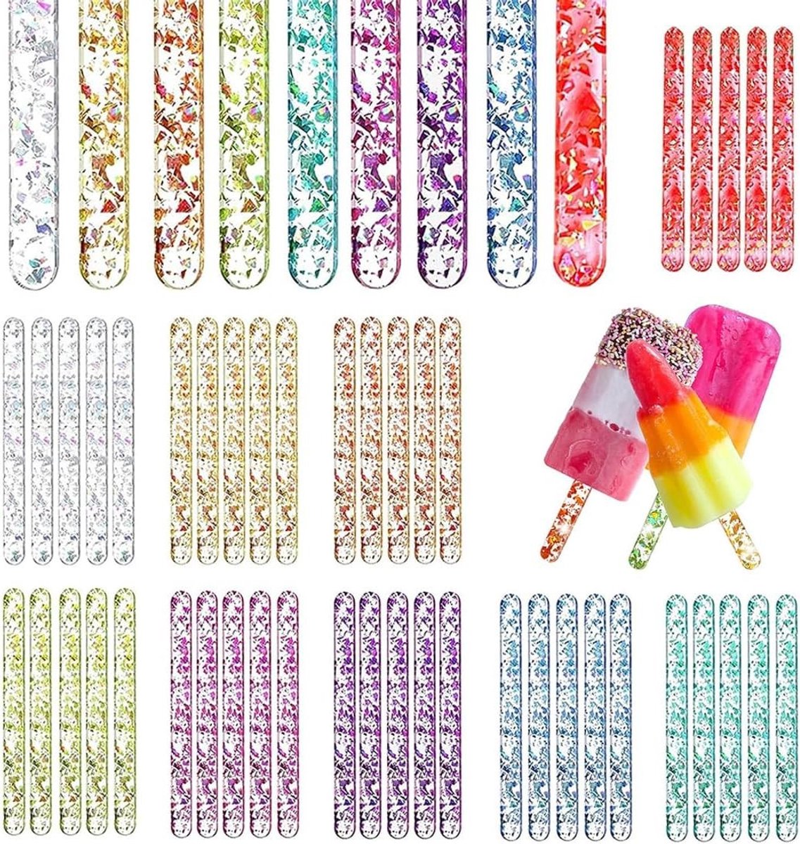 Multifunctionele en herbruikbare ijsstokjes voor DIY, zelfgemaakt ijs, cake, chocolade, snoep en lolly's, perfect voor feestjes en creatief bakken