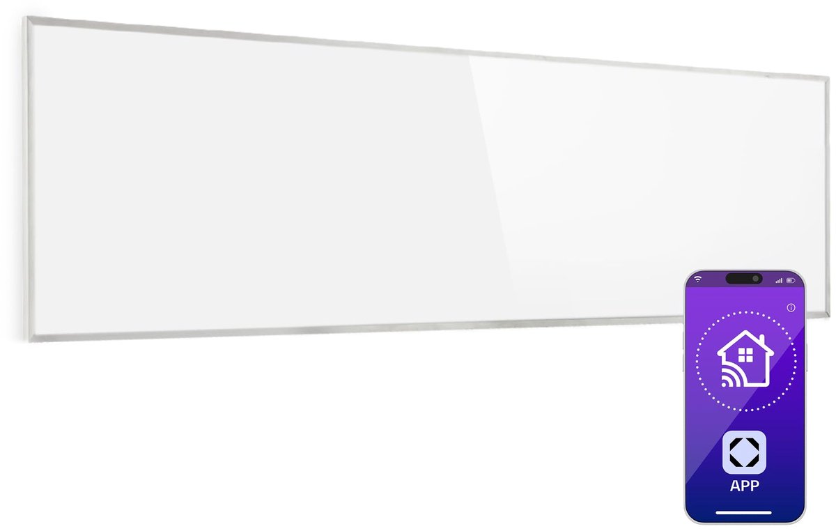 SnelShoppen - Infrarood Verwarming Wandverwarming 300W - Wifi Thermostaat met Weektimer en Uitschakelfunctie - Allergievriendelijk Wit 30x100cm - Idea