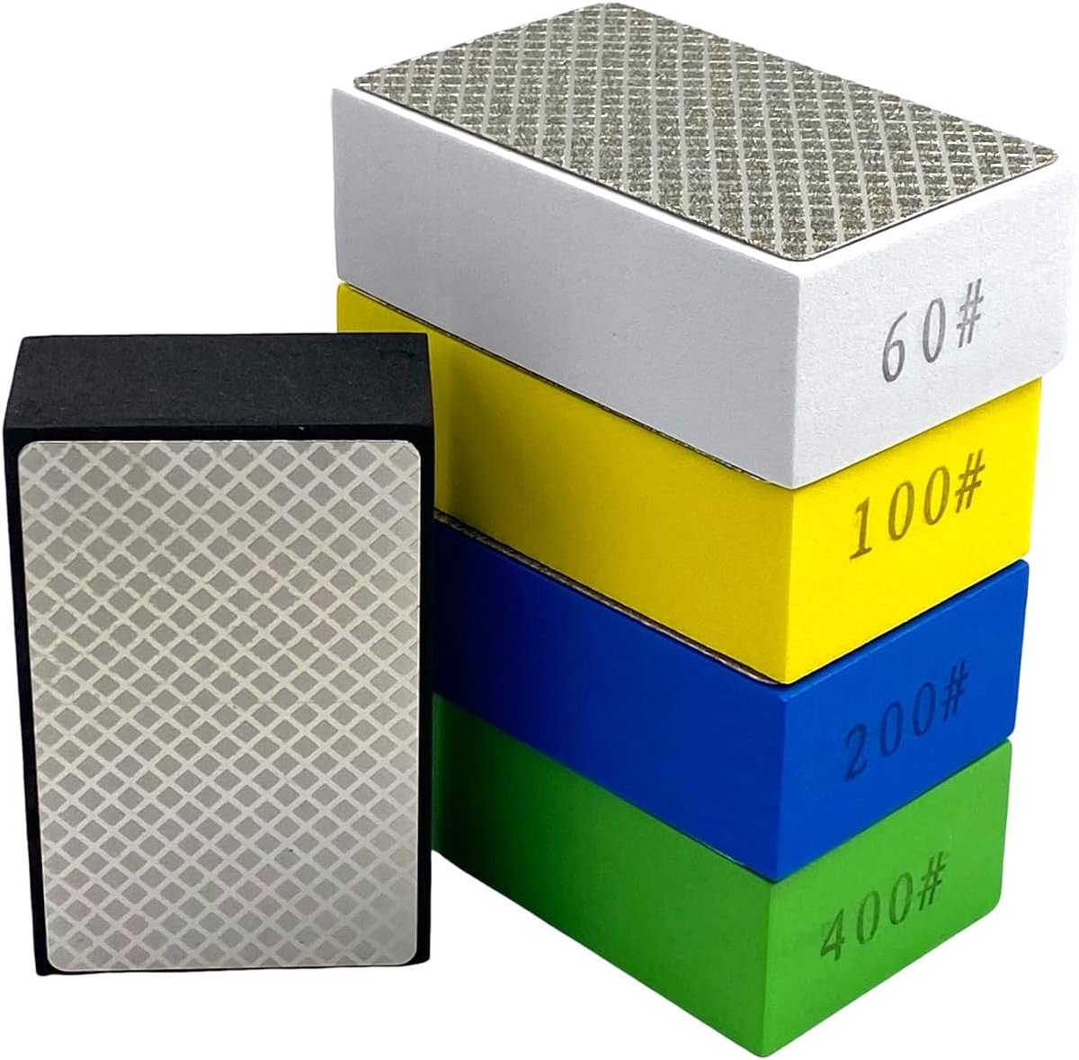 SnelShoppen - 5 Stuks Diamant Schuurblokken 60#/100#/200#/400#/600# Korrel Voor Schuren Van Marmer, Tegels, Steen, Keramiek, Glas, Compacte Polijst Pa