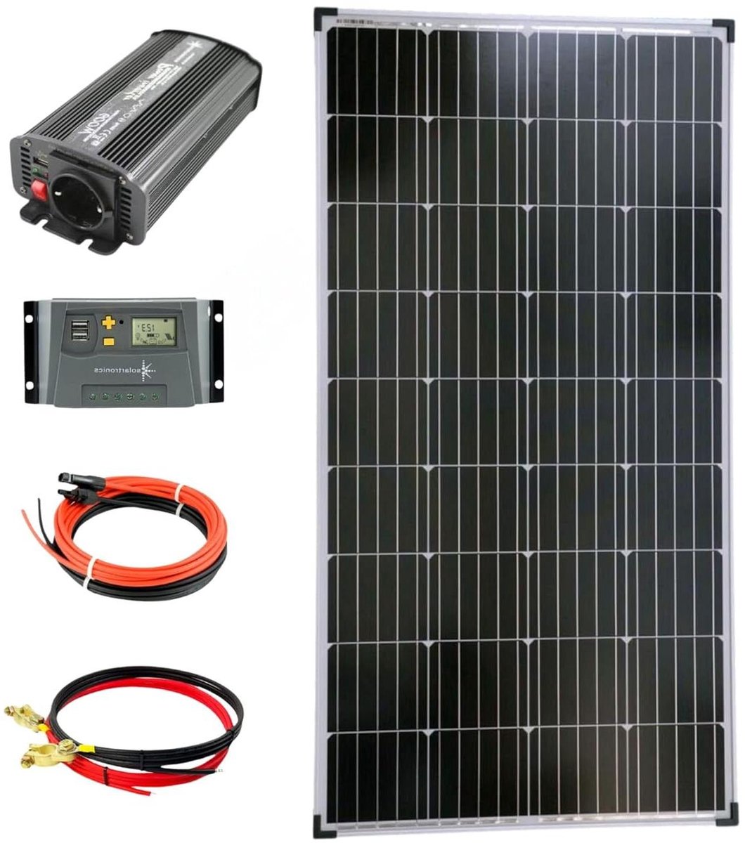 Zonnepaneel set - Energie systeem - Off-grid stroom - Complete installatie - 130 Watt - Zwart