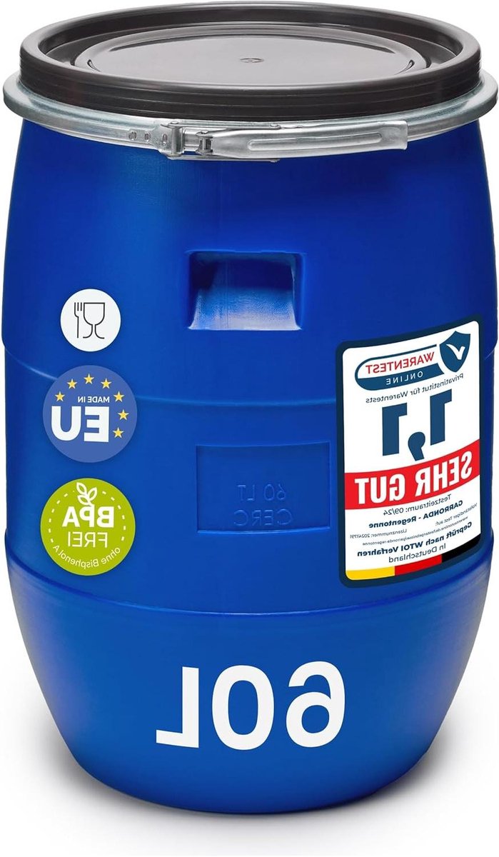 Regenton Met Deksel - Watervat Opslagvat - Water Opvangen - Voedselveilig HDPE - 60 liter - Grijs