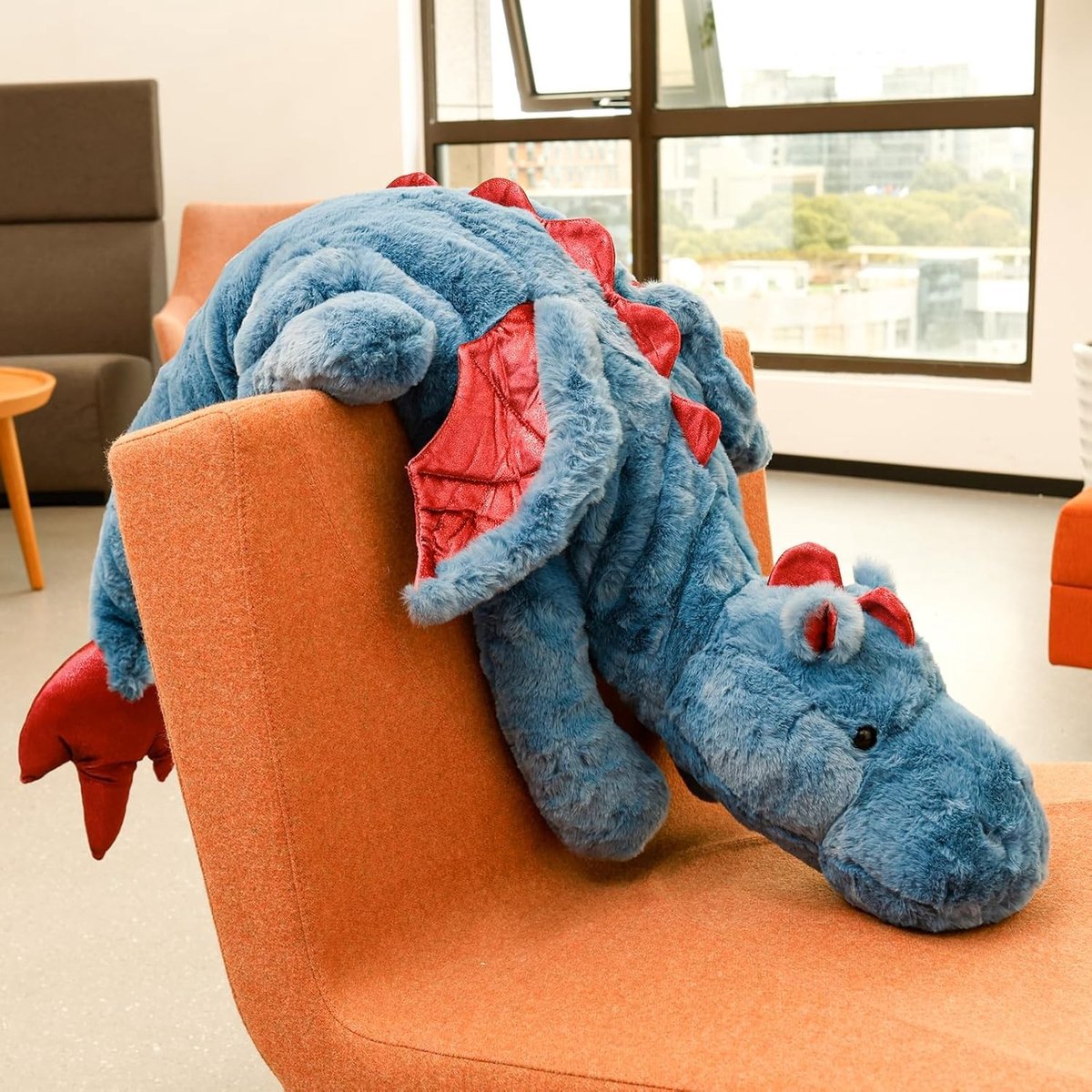 Zachte Draak Knuffel, 70-150 cm, Groot Pluche Kussen, Slaapkussen voor Kinderen en Volwassenen, Perfect Cadeau voor Verjaardag en Feestdagen, Blauw