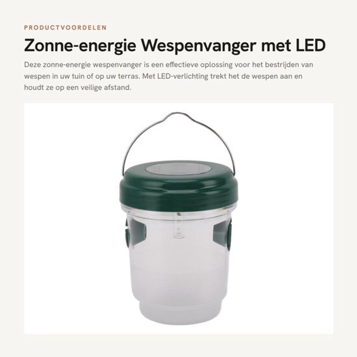 Zonne-energie Wespenvanger met LED Verlichting