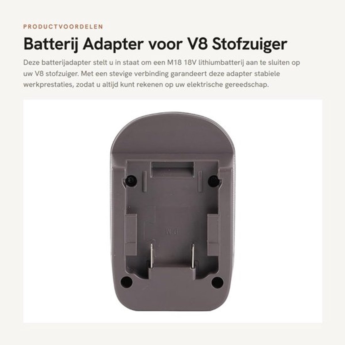 Batterij Adapter voor V8 Stofzuiger met Stevige Verbinding