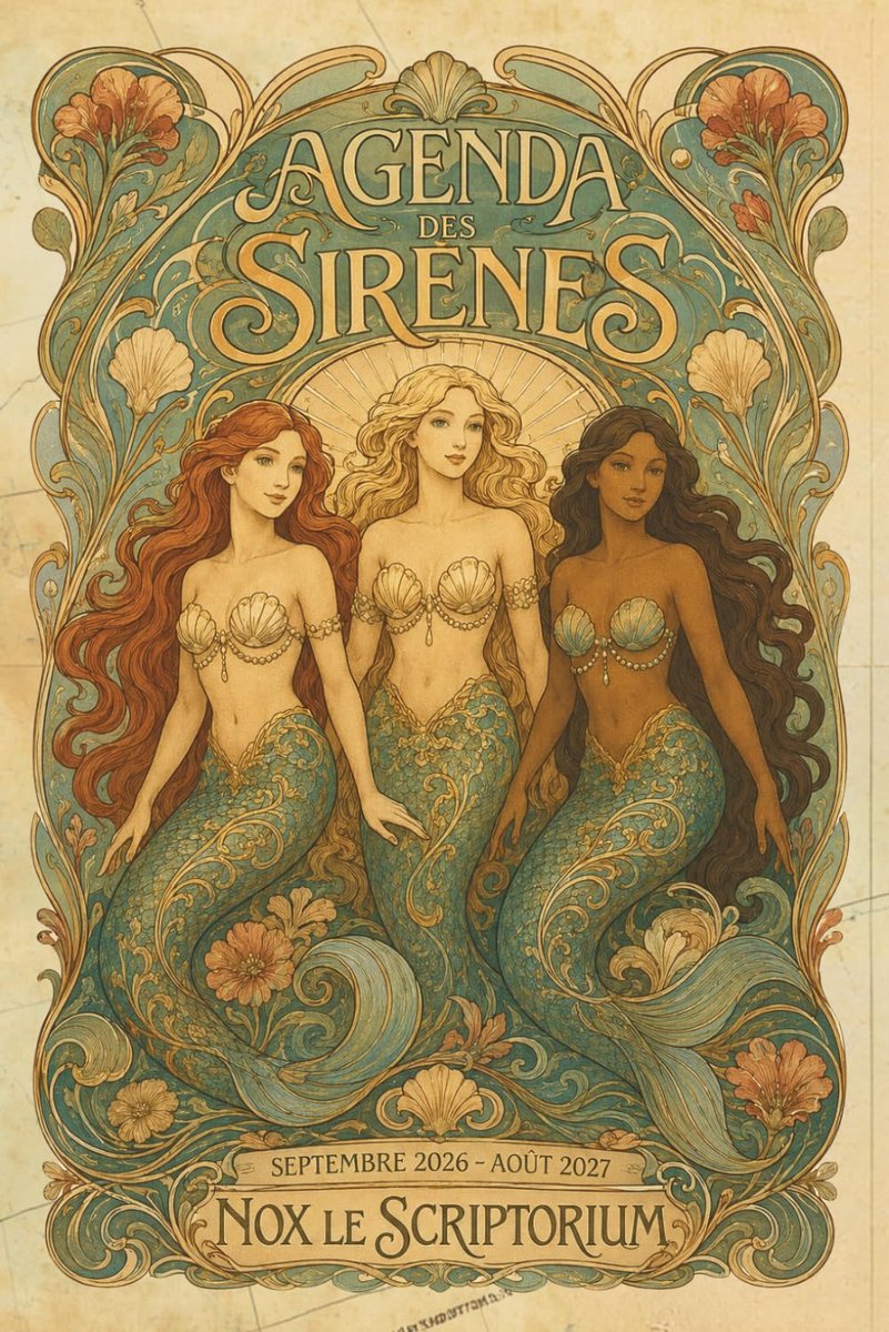 SnelShoppen - Agenda Semainier des Sirènes 2026 2027 - Planner Bien-Être, Ocean Fantasy, Art Nouveau, Journal de Gratitude, To-Do Lists, Origineel Cad