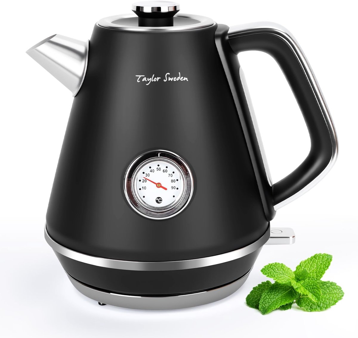 SnelShoppen - Retro Waterkoker 1,7L Roestvrij Staal met Kalkfilter, 2200W Snel Opwarmend, Verlichte Waterniveau- en Temperatuurindicator, Automatische