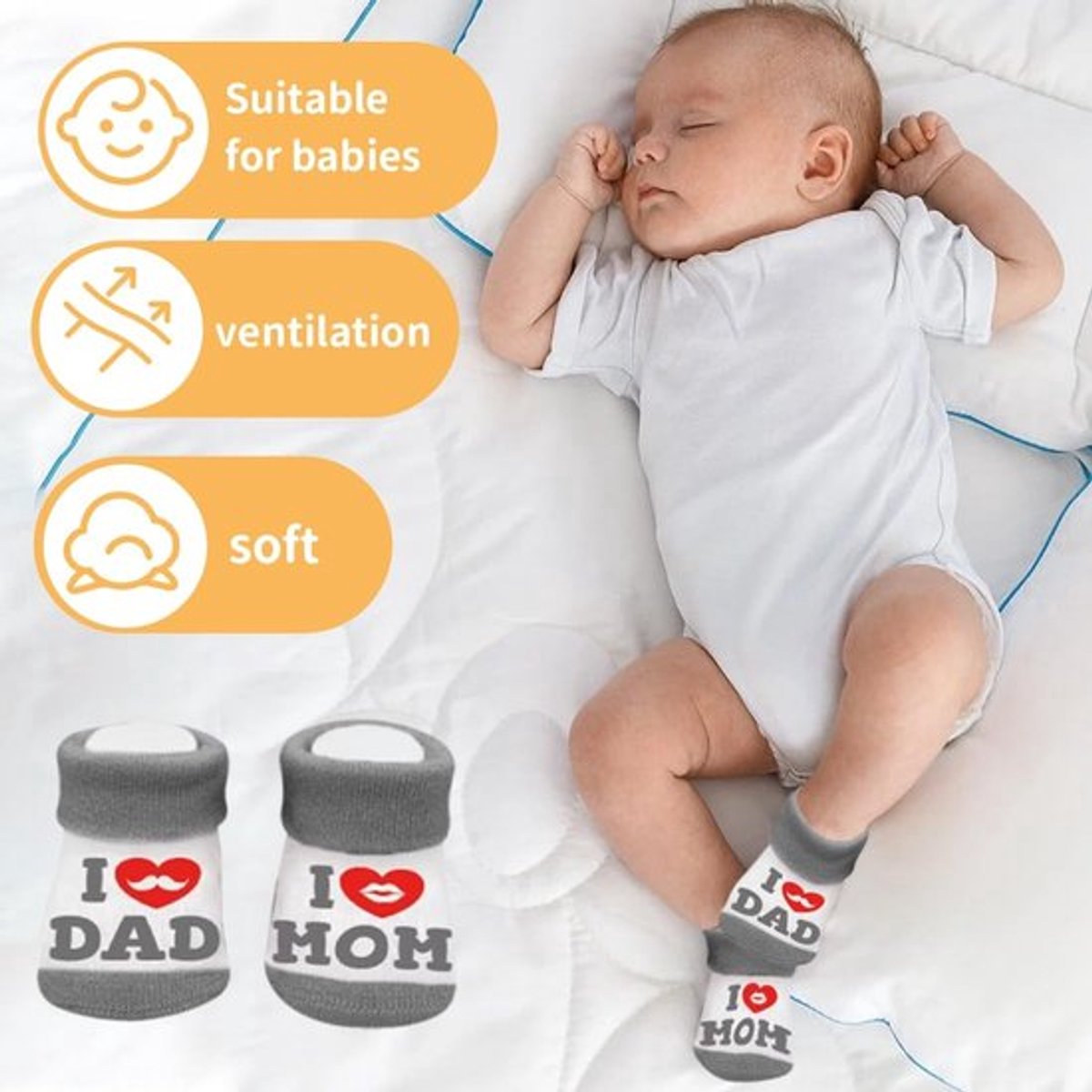 Sokken Pasgeborenen 0-3 Maanden - Baby Sokken - Warm Katoen - Ademend - Schattig Hartpatroon - Cadeau voor Aanstaande Ouders - Babysokken