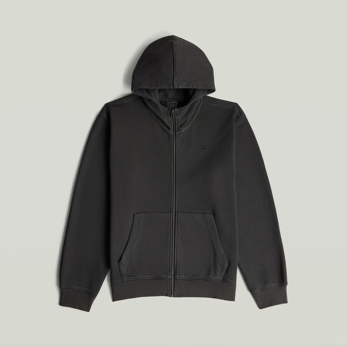 Unit washed full zip hdd sw ls Zwart