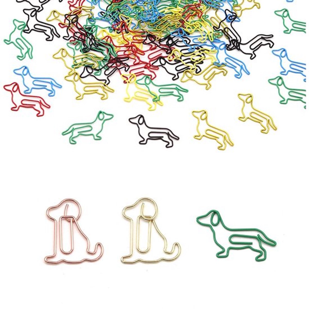 Paperclips Hondenvorm - 80 Stuks - Gekleurde Papierklemmen - Decoratief - Betrouwbare Kwaliteit - Praktisch en Schattig - Kantoorclips